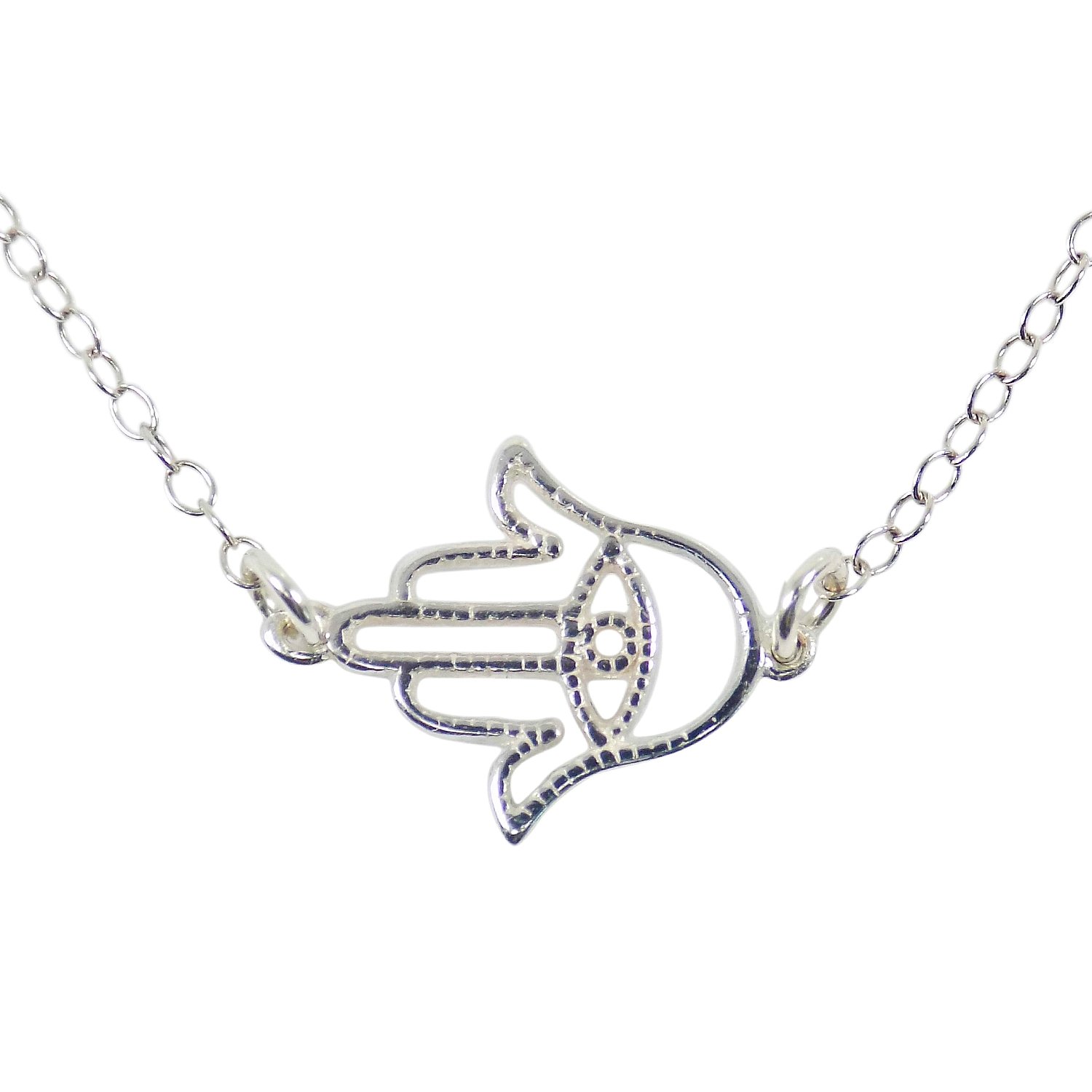925 Sterling Silver Hamsa Hand Necklace - Hand of Fatima Charm Pendant for Women, Protection Jewelry Gift for Birthday, Travel & Spiritual Healing