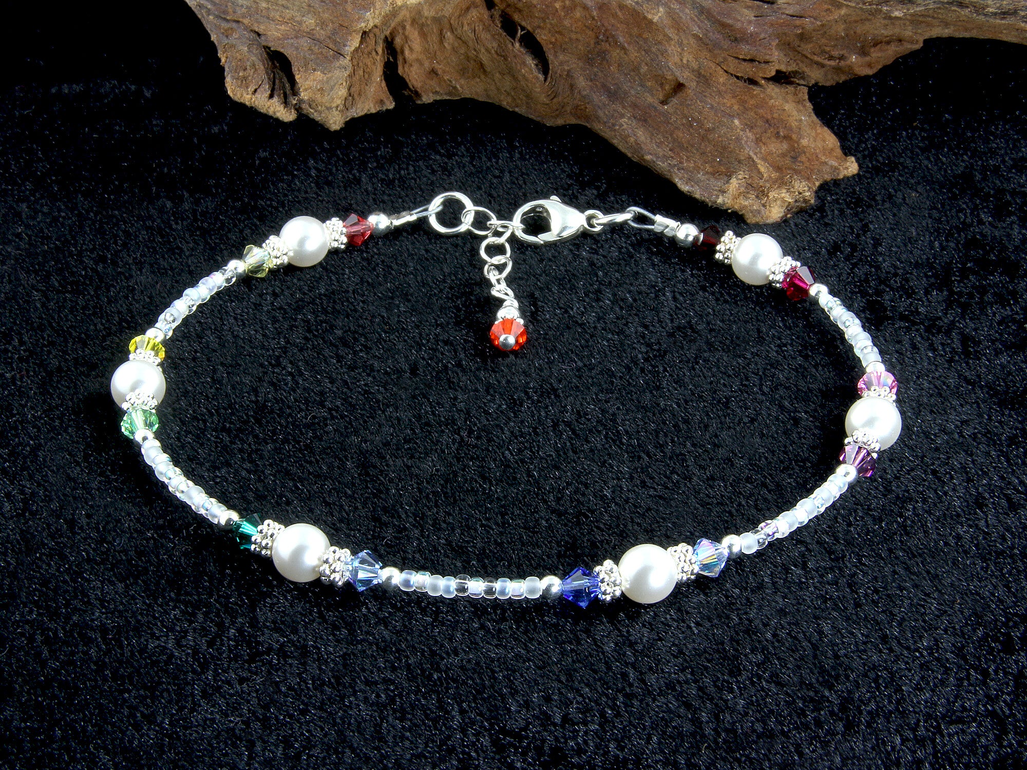 White Rainbow Crystal Beaded Anklet - Elegant Bohemian Ankle Bracelet for Women | Perfect for Summer, Beach, Weddings & Boho Fashion