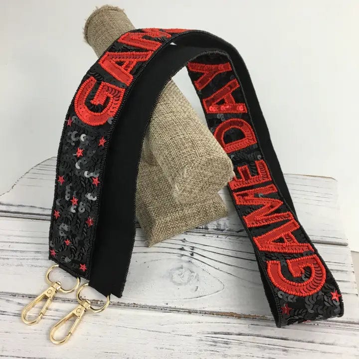 Black & Red Sequin Game Day Bag Strap - Adjustable Crossbody Purse Strap for Women | Perfect for Football Games, Concerts, Parties & Night Out