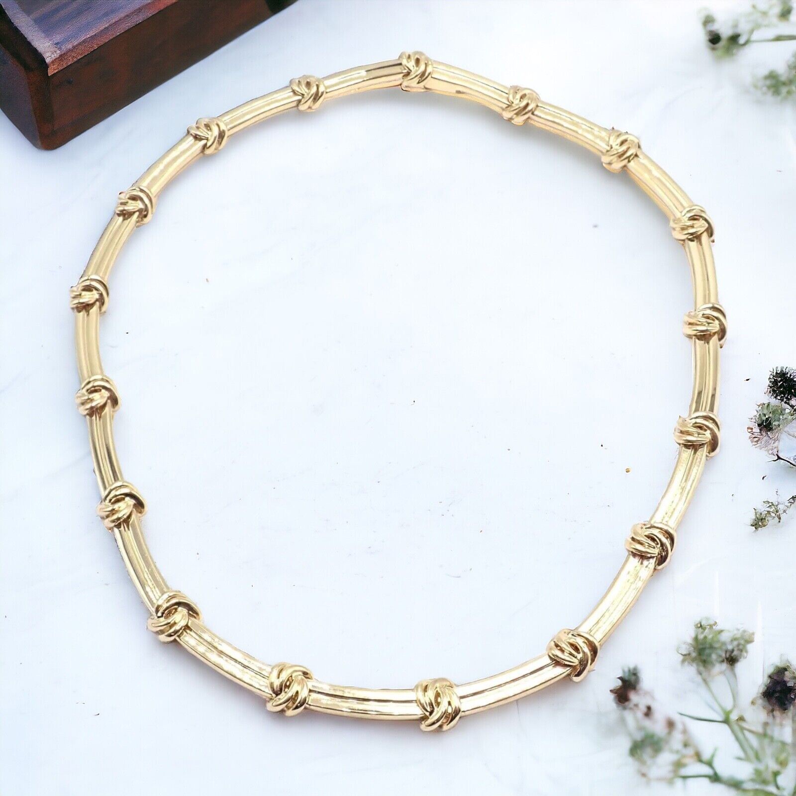 Authentic Vintage Tiffany & Co 18k Yellow Gold Knot Link Necklace - Elegant Jewelry for Women, Perfect Gift for Anniversary, Valentine's Day & Special Occasions