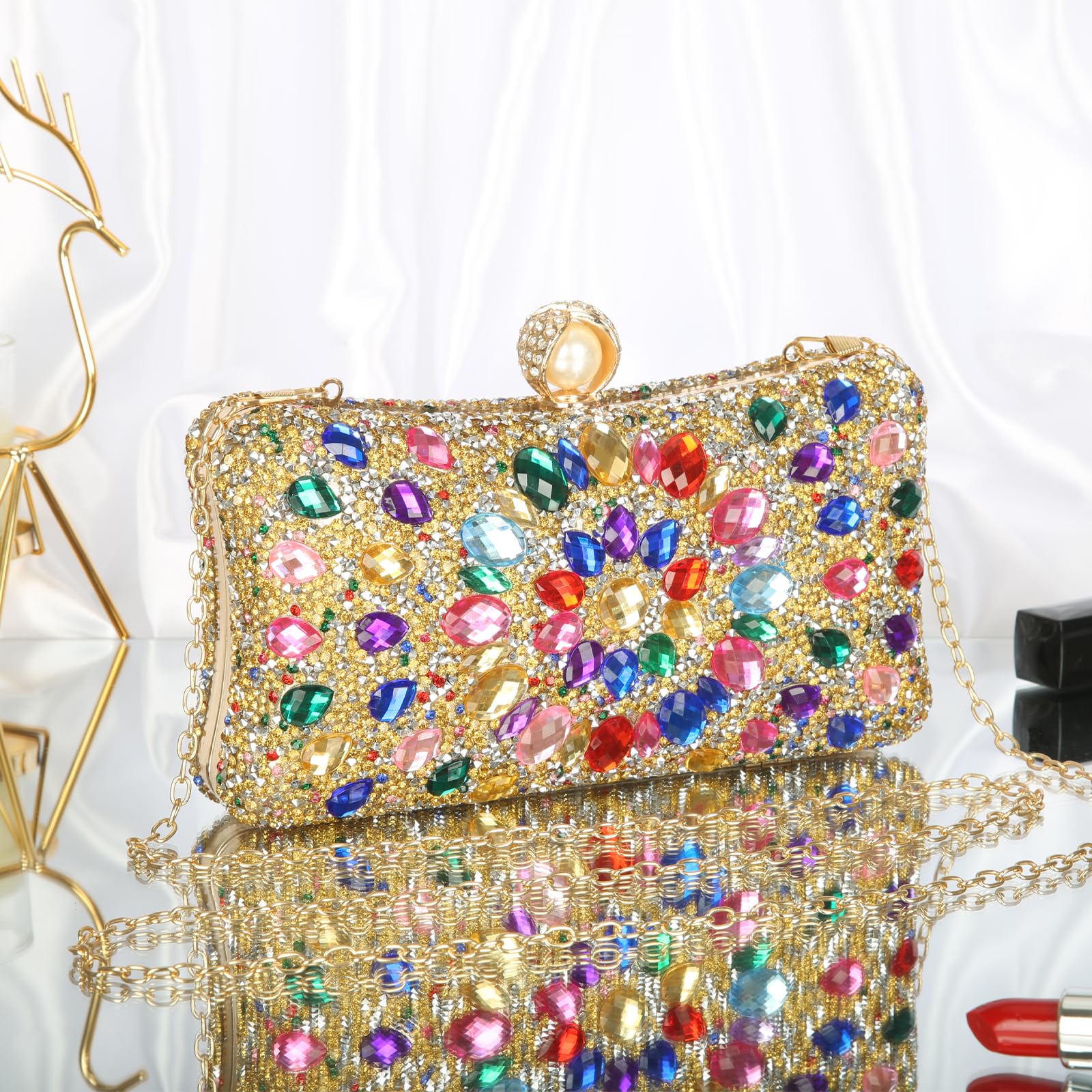 Sparkly Rhinestone Evening Clutch Purse for Women - Luxury Glam Handbag for Parties, Weddings & Special Occasions