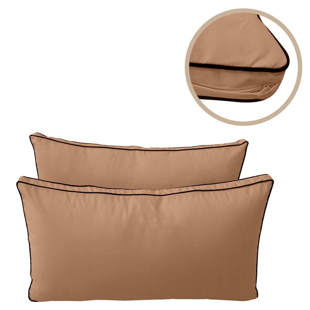 5-Piece Contrast Pipe Outdoor Daybed Mattress Cushion Set with Bolster Pillows - Twin Size AD104 - Perfect for Patio, Poolside & Garden Lounging