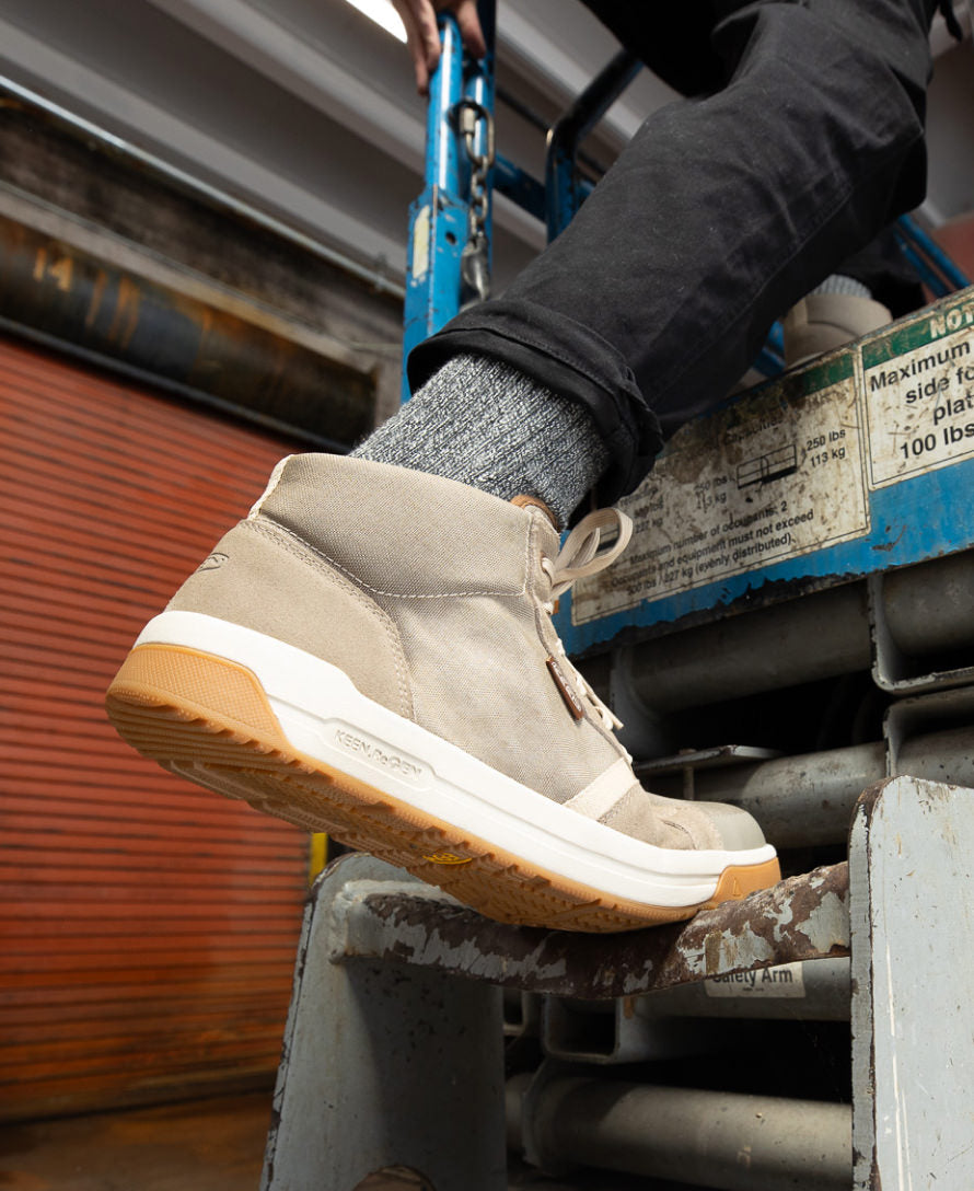 Kenton Mid Work Boots for Men - Carbon Toe Safety Shoes in Brindle/Gum | Durable Construction for Construction, Warehouse & Outdoor Work