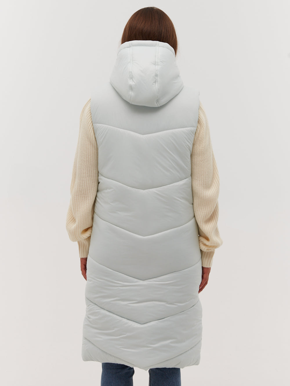 Illy Women's Longline Chevron Puffer Vest - Lightweight Quilted Down Alternative Jacket for Outdoor Hiking, Travel & Winter Fashion