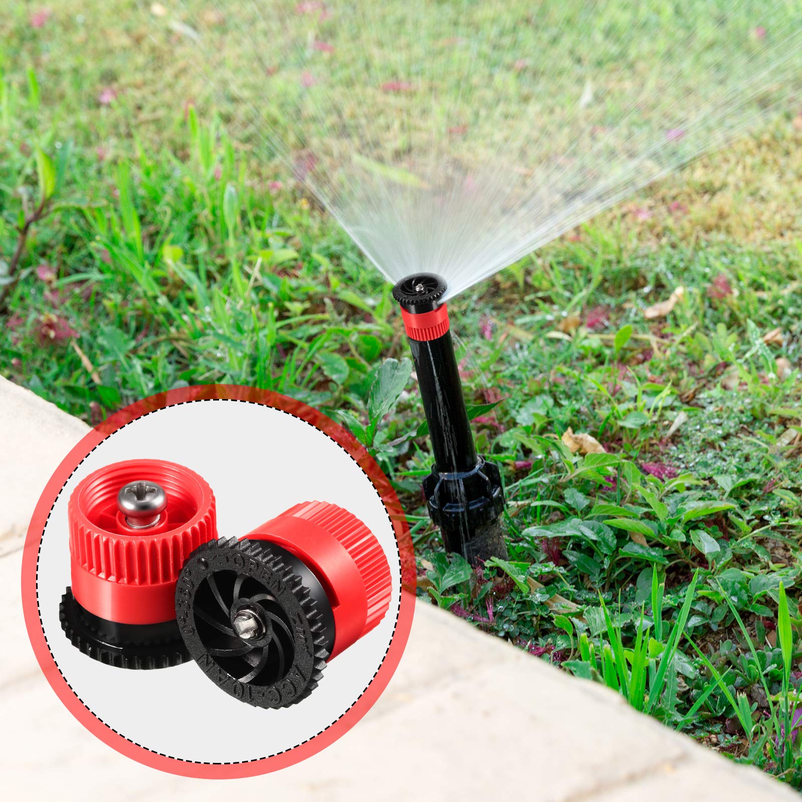 16 Pcs Variable Arc Nozzle Sprinkler Heads - High Efficiency Pop-up Sprinkler Replacement Compatible with RainBird, Hunter, Orbit - Perfect for Lawn, Garden & Landscape Irrigation Systems