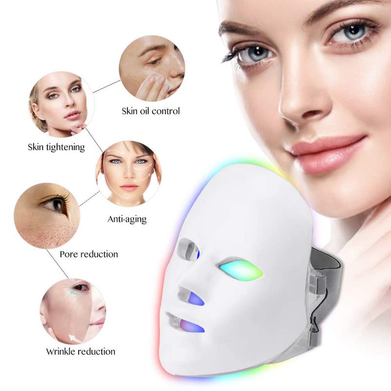 LED Face Mask Therapy Device - Red & Blue Light Photon Therapy for Skin Rejuvenation & Acne Treatment - At-Home Facial Care for Glowing Skin