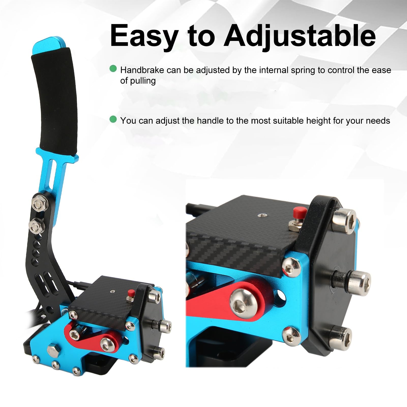 64 Bit USB Handbrake for PC Racing Games - Progressive & Silent Design, No Wobble, Compatible with Logitech G27/G25/G29/G920 & Thrustmaster T500/T300/T300RS (Blue) - Perfect for Sim Racing, Drifting & Rally Games