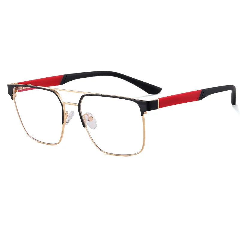 CCspace Unisex Full Rim Square Double Bridge Alloy Eyeglasses Frame 301561 - Stylish & Durable for Work, Reading, and Everyday Wear