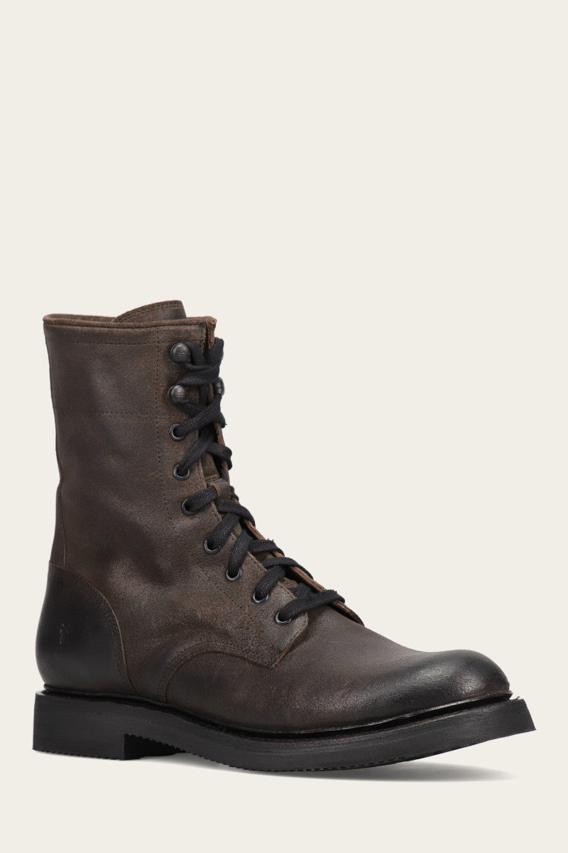 Dean Combat Lace Up Boots - Men's Tactical Military Work Boots for Outdoor Hiking & Construction - Durable Leather Safety Footwear for Work, Hunting & Adventure Activities