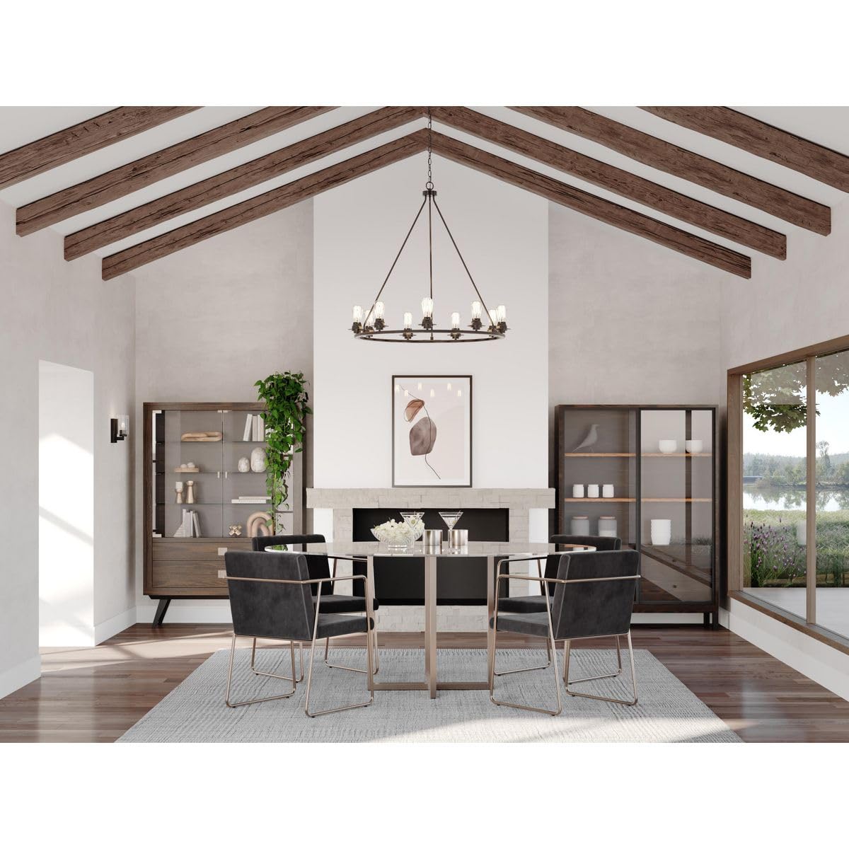 9-Light Farmhouse Chandelier in Graphite - Rustic Ceiling Lighting Fixture for Dining Room, Kitchen Island & Bedroom | Debut Collection