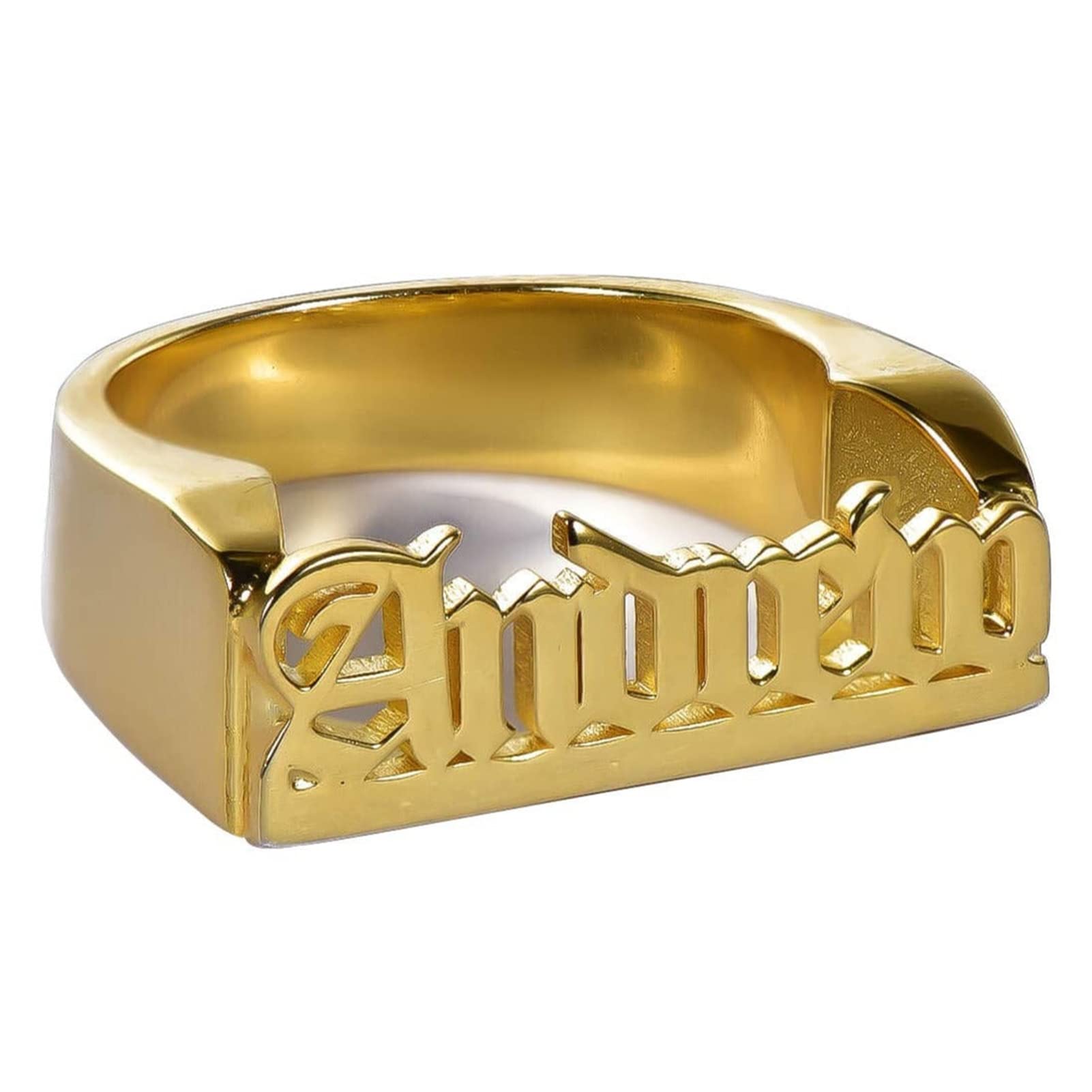 Personalized Name Ring for Women & Girls - Custom Initial Letter Ring with Heart, Gold Plated Copper Nameplate Jewelry - Perfect for Gifts, Anniversaries, Birthdays & Everyday Wear