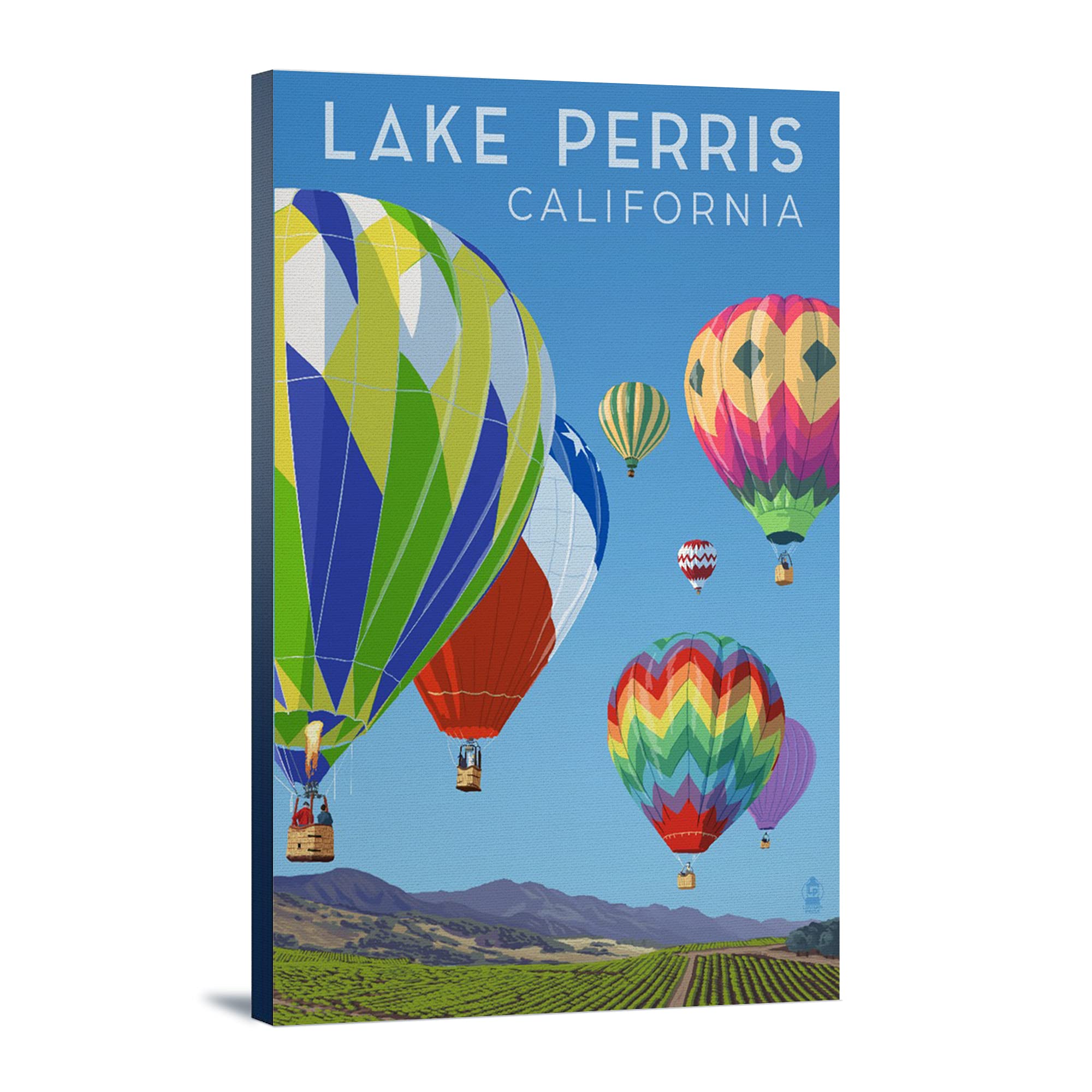 Lantern Press Lake Perris California Hot Air Balloons Wall Art - 16x24 Wrapped Canvas Print for Living Room, Bedroom & Office Decor - Landscape Painting for Home & Office Decoration