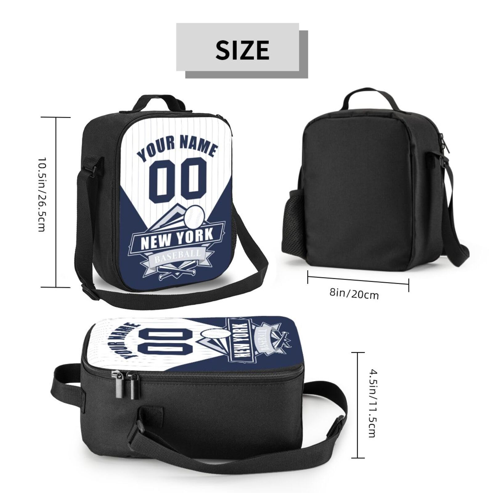 Custom Insulated Lunch Bag with Personalized Name & Number - Portable & Leak-Proof Lunch Box for Work, Gym & School - Great Gift for Men, Women & Sports Fans (New York Style)