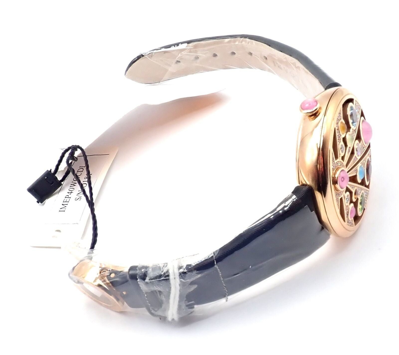Bulgari Mediterranian Eden 18k Rose Gold Diamond Watch with Mother of Pearl Dial & Color Stones - Luxury Women's Timepiece for Special Occasions & Evening Events
