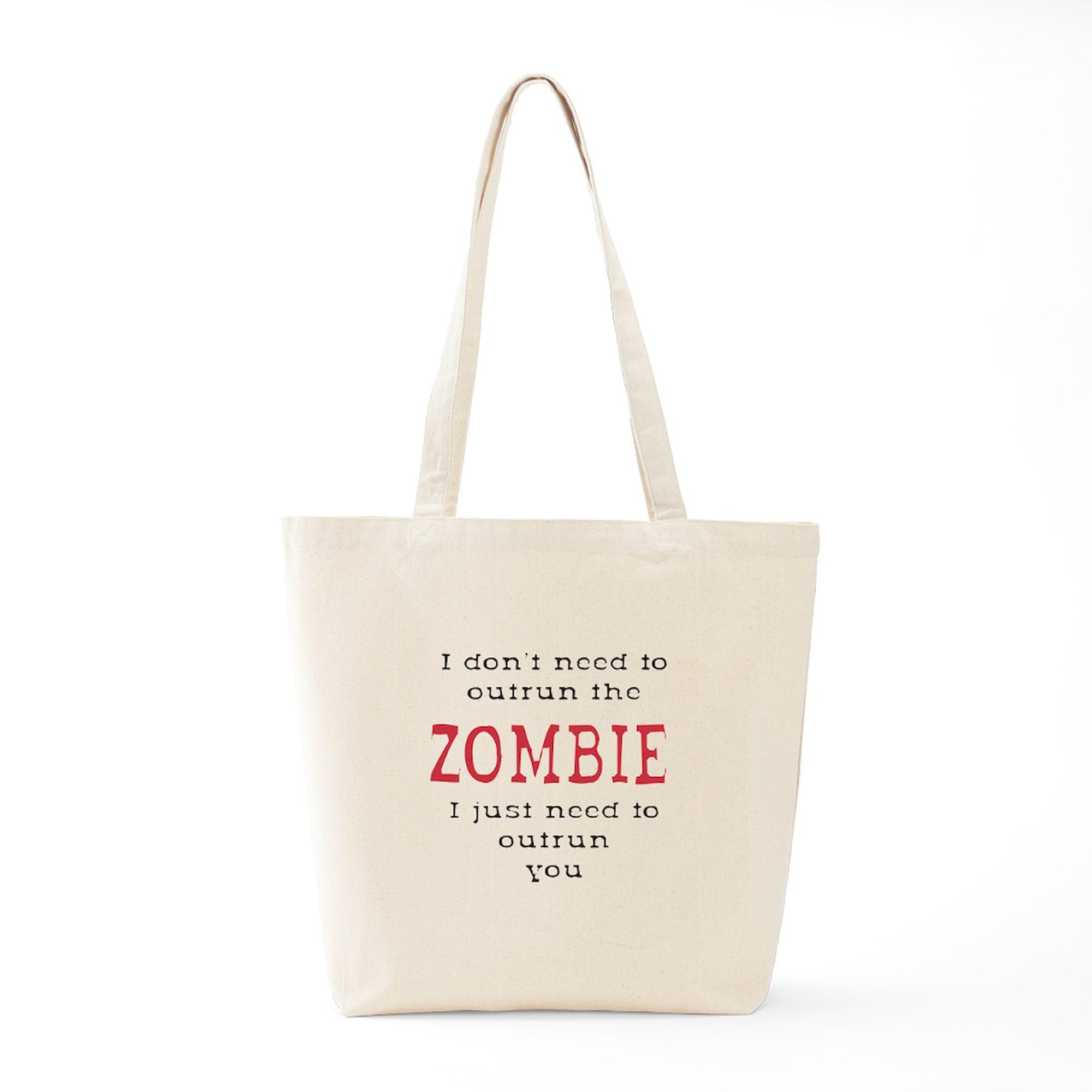 Outrun The Zombie 3 Tote Bag - Natural Canvas Reusable Shopping Bag for Groceries, Beach & Work | Eco-Friendly & Durable