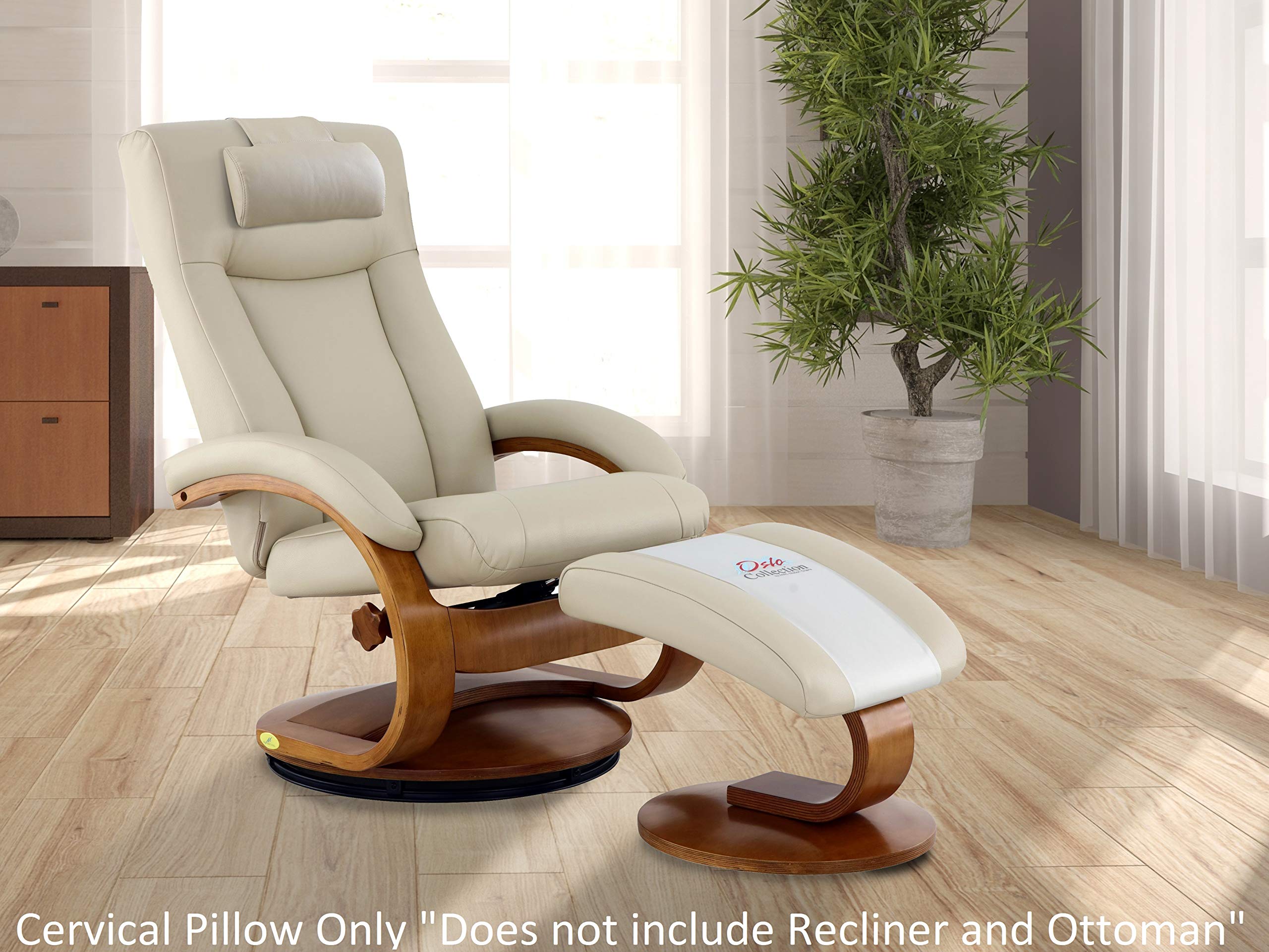Progressive Furniture Relax-R™ Cervical Pillow - Orthopedic Neck Support Pillow for Pain Relief, Beige Air Leather - Perfect for Side Sleepers, Back Pain & Neck Pain Relief at Home or Travel