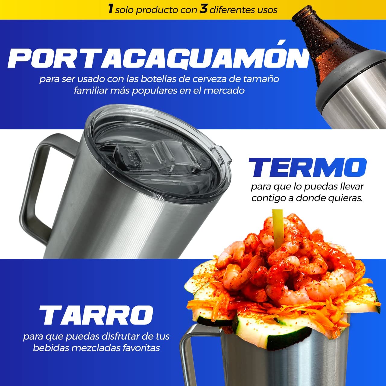 Portable Caguamon Master Holder 1.2L with Laser Personalization (Black) - Perfect for Outdoor Adventures, Camping & Beach Parties