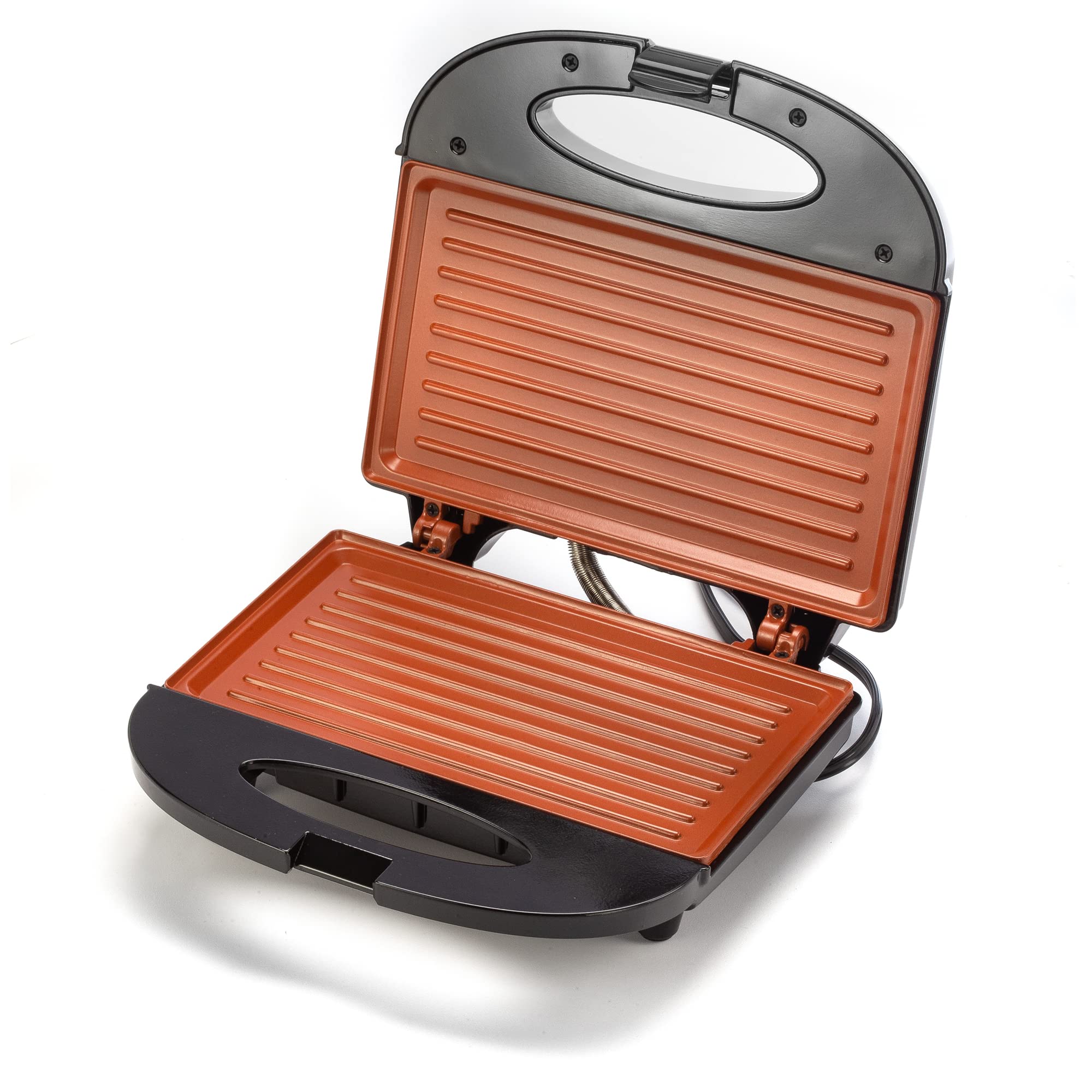 ZENITH Electric Panini Press Grill Maker with Copper Non-Stick Plates - Indoor Countertop Sandwich Toaster for Home & Office - Compact Design for Easy Storage (Model 77062) - Perfect for Quick Lunches, Parties, and Cafe-Style Sandwiches