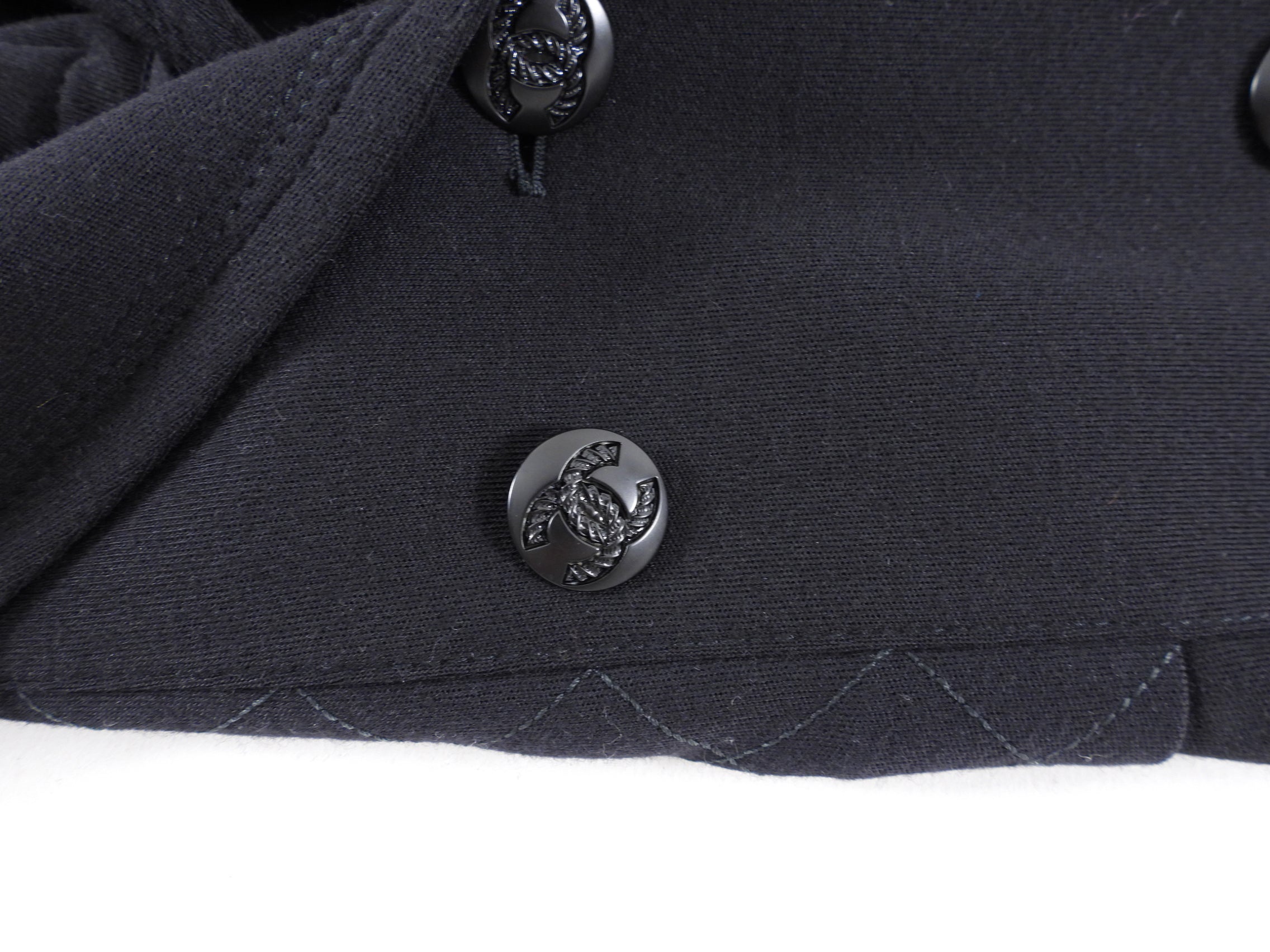 Chanel 11A Black Wool Knit Jersey Belted Trench Coat for Women - Size FR40 / US 8 (Medium) - Perfect for Office Wear, Fall Fashion & Luxury Outerwear