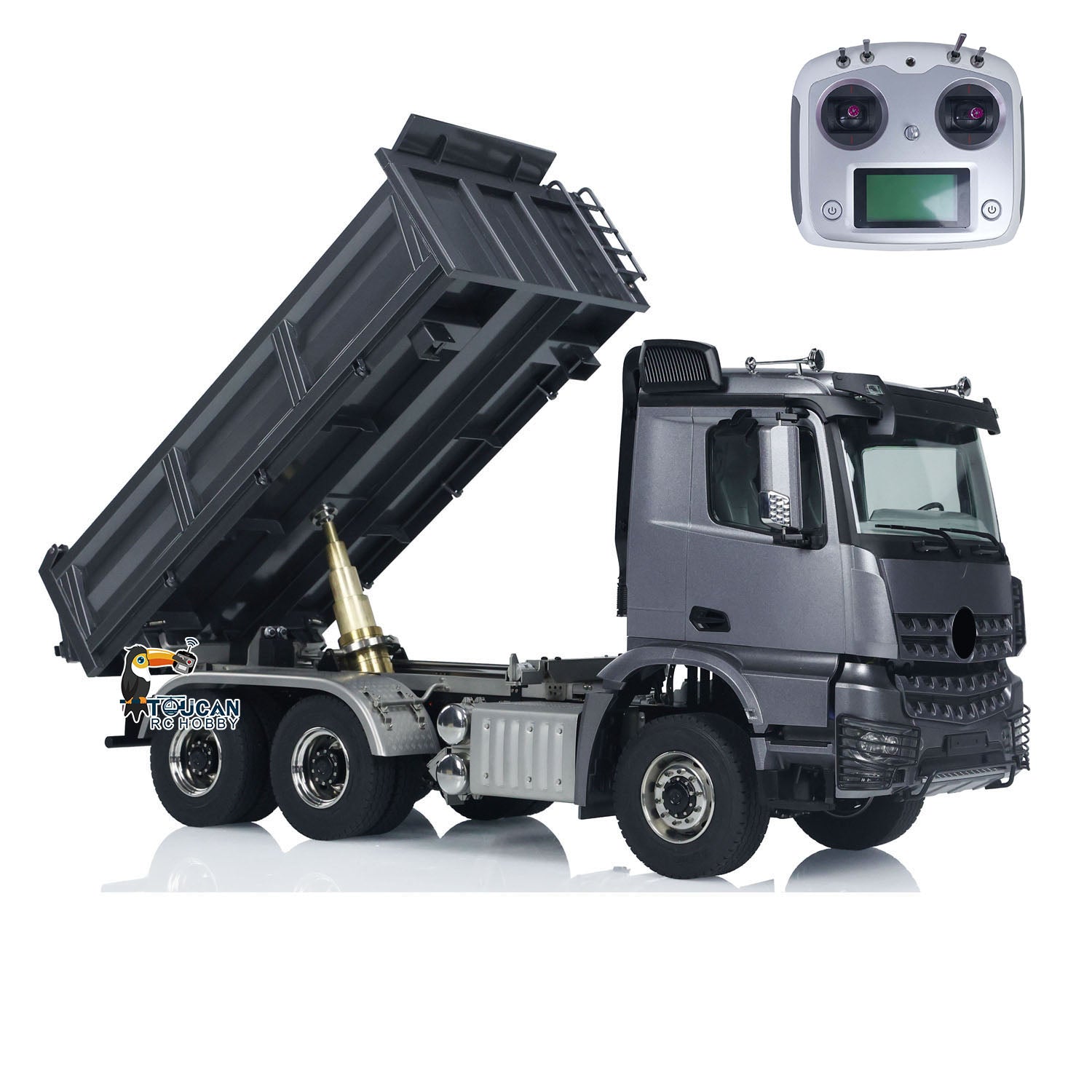 1/14 Scale 6x6 TOUCAN Hydraulic RC Dump Truck - Metal Construction, Radio Controlled Tipper Car with Differential Lock, LED Lights & Realistic Sound - Compatible with FlySky I6S Remote - Perfect for Construction Site Play, Off-Road Adventure & RC Hobby Enthusiasts