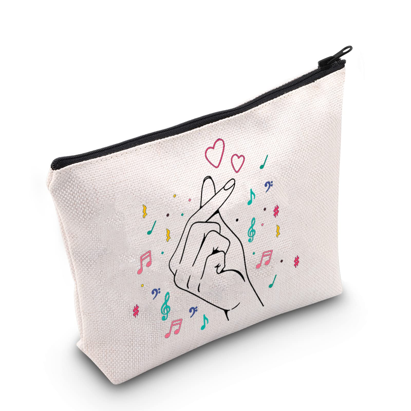 MNIGIU Korean Heart Cosmetic Bag - Cute Finger Heart Makeup Pouch with Zipper, Perfect Gift for K-Beauty Lovers | Great for Travel, Daily Makeup Storage & Valentine's Day Presents