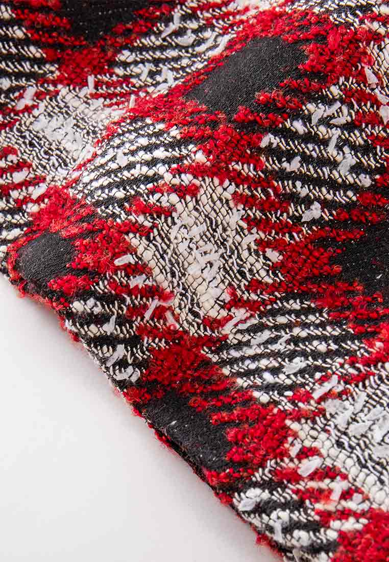 Stylish Red Plaid Tweed Sweater for Women - Cozy Winter Pullover with Classic Checkered Pattern - Perfect for Office, Date Night & Holiday Outfits