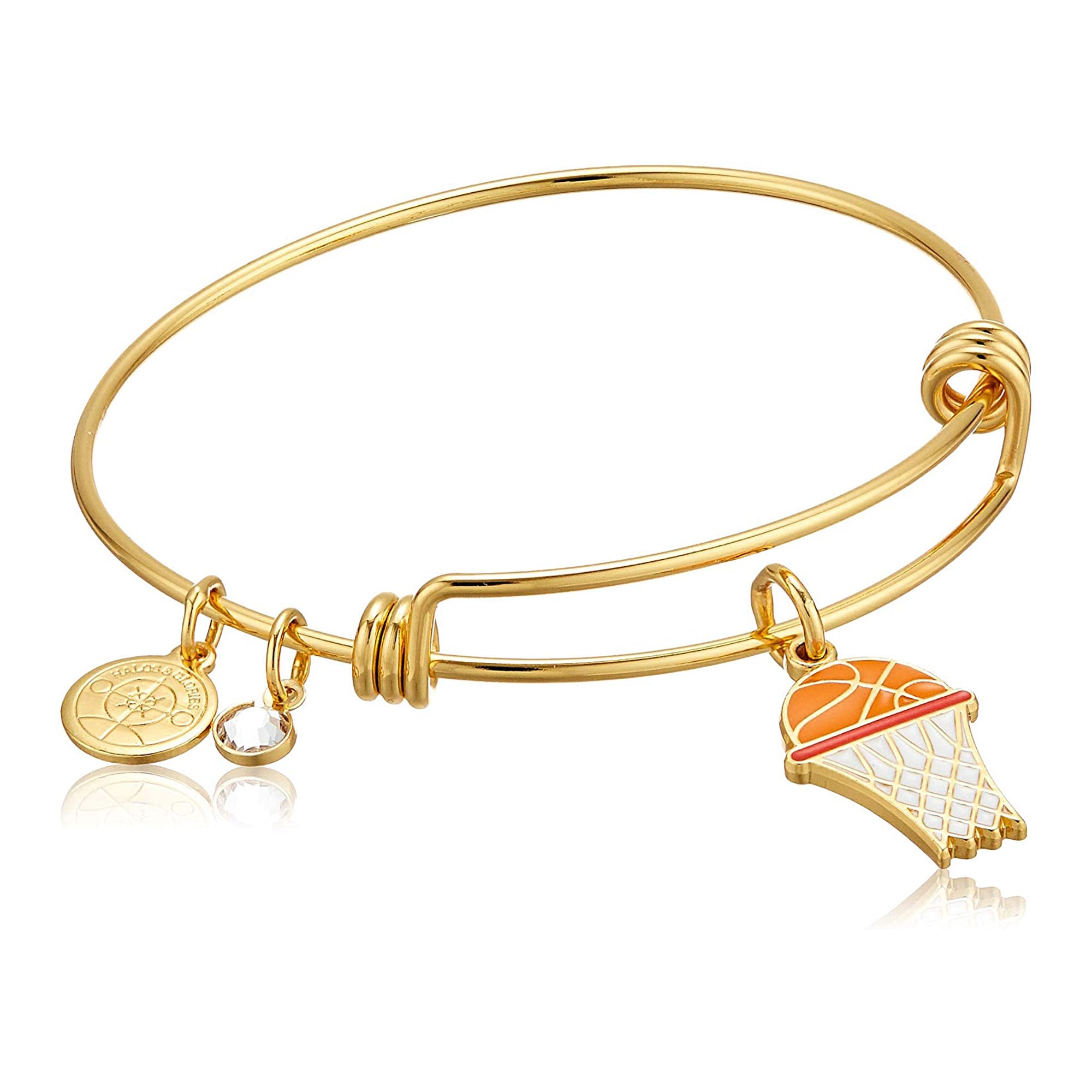 Halos & Glories Basketball Charm Bangle Bracelet - Stylish Sports Jewelry for Women & Girls - Perfect for Game Days, Gifts & Everyday Wear
