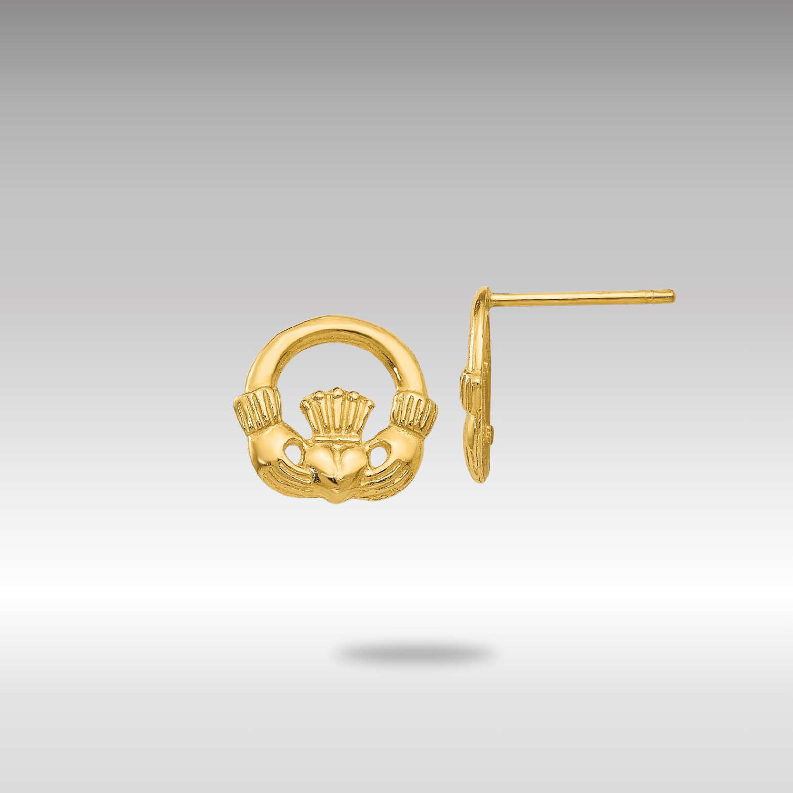Gold Claddagh Post Earrings TC556 - Irish Friendship & Love Symbol Jewelry for Women - Perfect for Weddings, Anniversaries & St. Patrick's Day Gifts