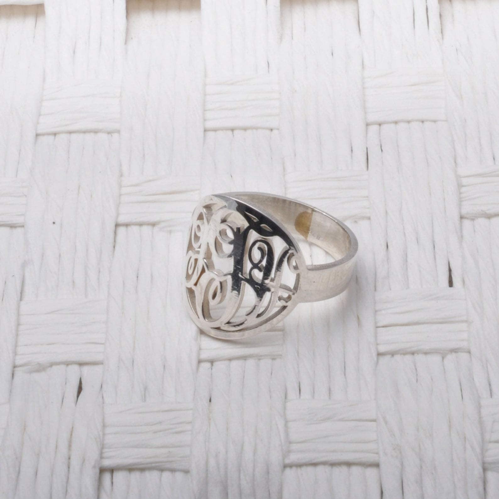 Personalized Monogram Ring for Women - Sterling Silver & Gold Initial Name Ring - Custom Engraved Sentimental Gift for Anniversary, Valentine's Day - Perfect for Couples, Brides & Special Occasions