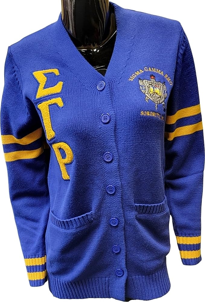 Buffalo Dallas Sigma Gamma Rho Chenille Varsity Cardigan - Blue Button Down Sweater for Sorority Events, Greek Life Apparel, College Fashion & Casual Wear - ID#40130-18-2-0-34
