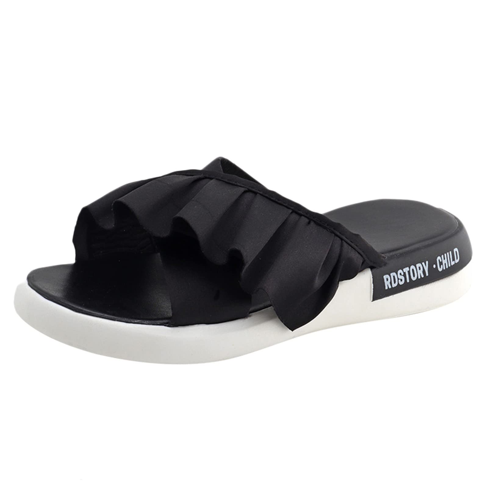 Women's Fashion Edge Sandals - Solid Color Thick Ruffle Outer Sole Comfortable Drop Shoes | Perfect for Summer, Beach, Casual Outings and Daily Wear