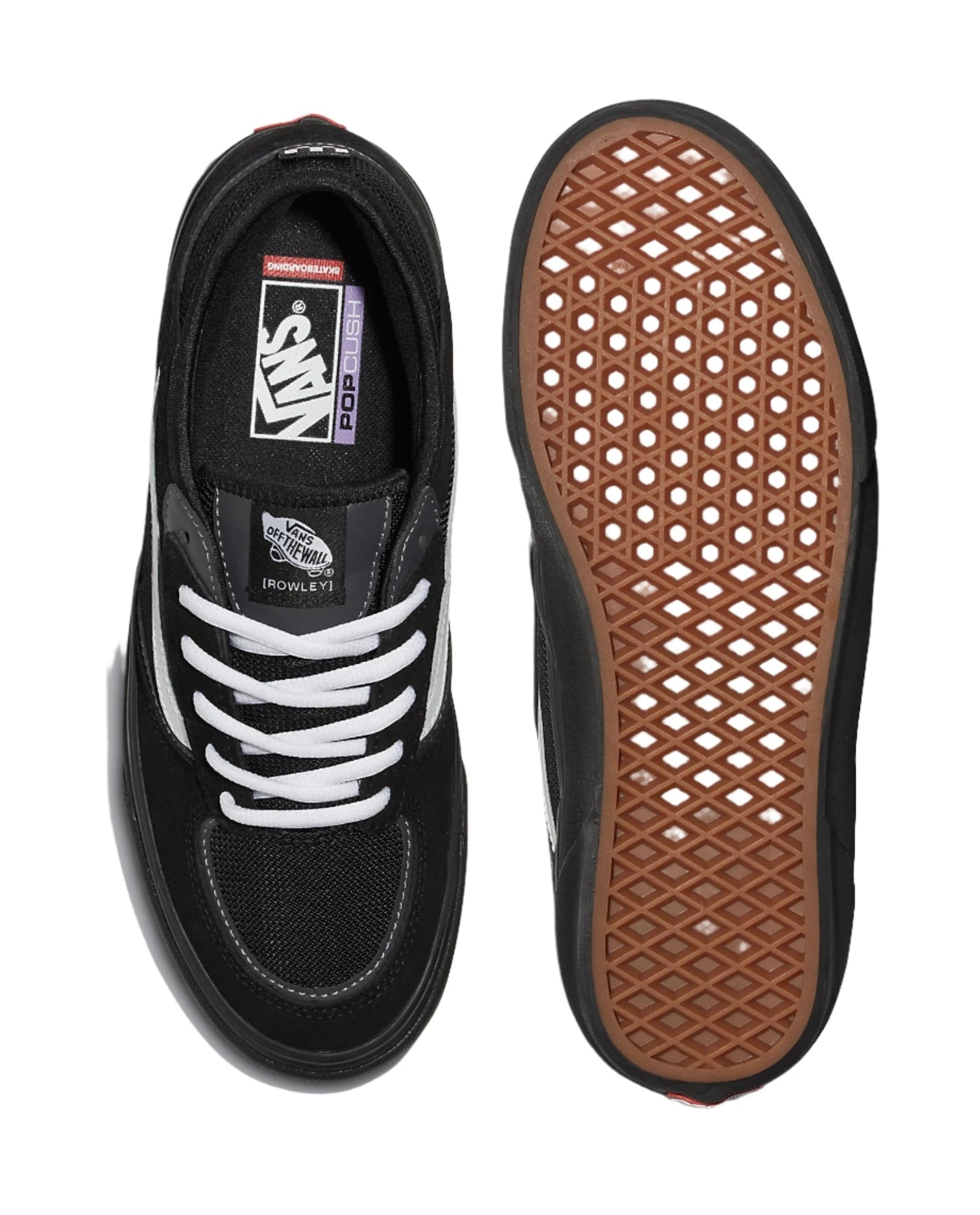 Vans Skate Rowley Shoes for Men - Black/White/Black Skateboarding Sneakers | Durable & Comfortable for Street Skating, Casual Wear & Everyday Use