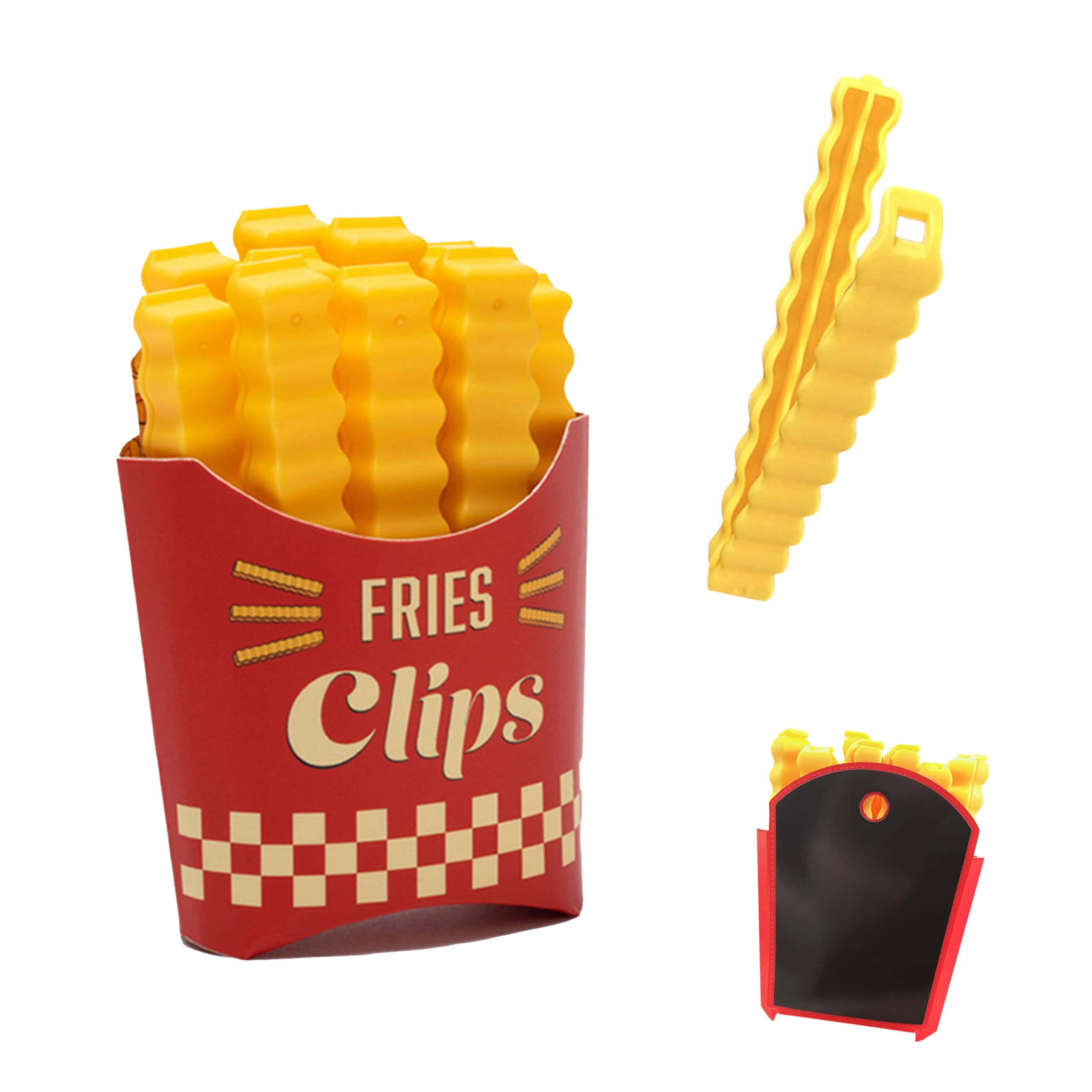 Cute Fries Magnetic Clips - 12 Pack Food Sealing Clips for Fridge, Stylish Kitchen Accessory with Adorable Fries Shapes, Perfect for Organizing and Decorating Your Kitchen