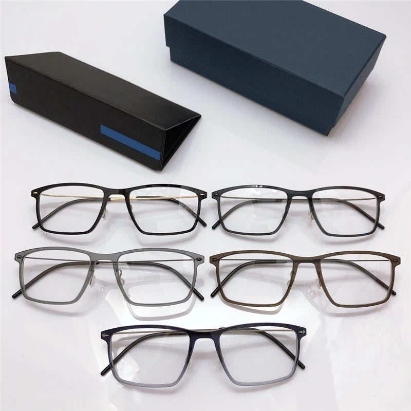 Aimee Unisex Full Rim Square Screwless Titanium Acetate Eyeglasses 6544 - Lightweight Durable Eyewear for Work, Reading & Fashion | Trendy Square Frame Glasses for Men & Women