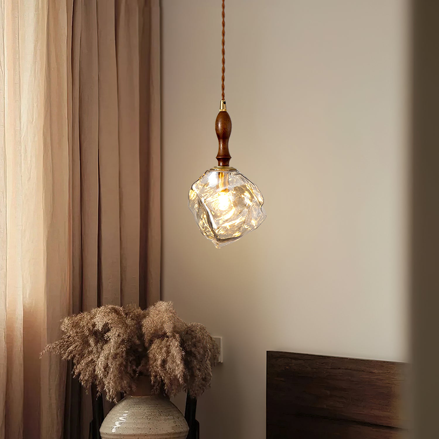 Unique Irregular Ice Cube Pendant Light - Modern Glass Hanging Lamp for Kitchen Island, Dining Room & Living Room Decor