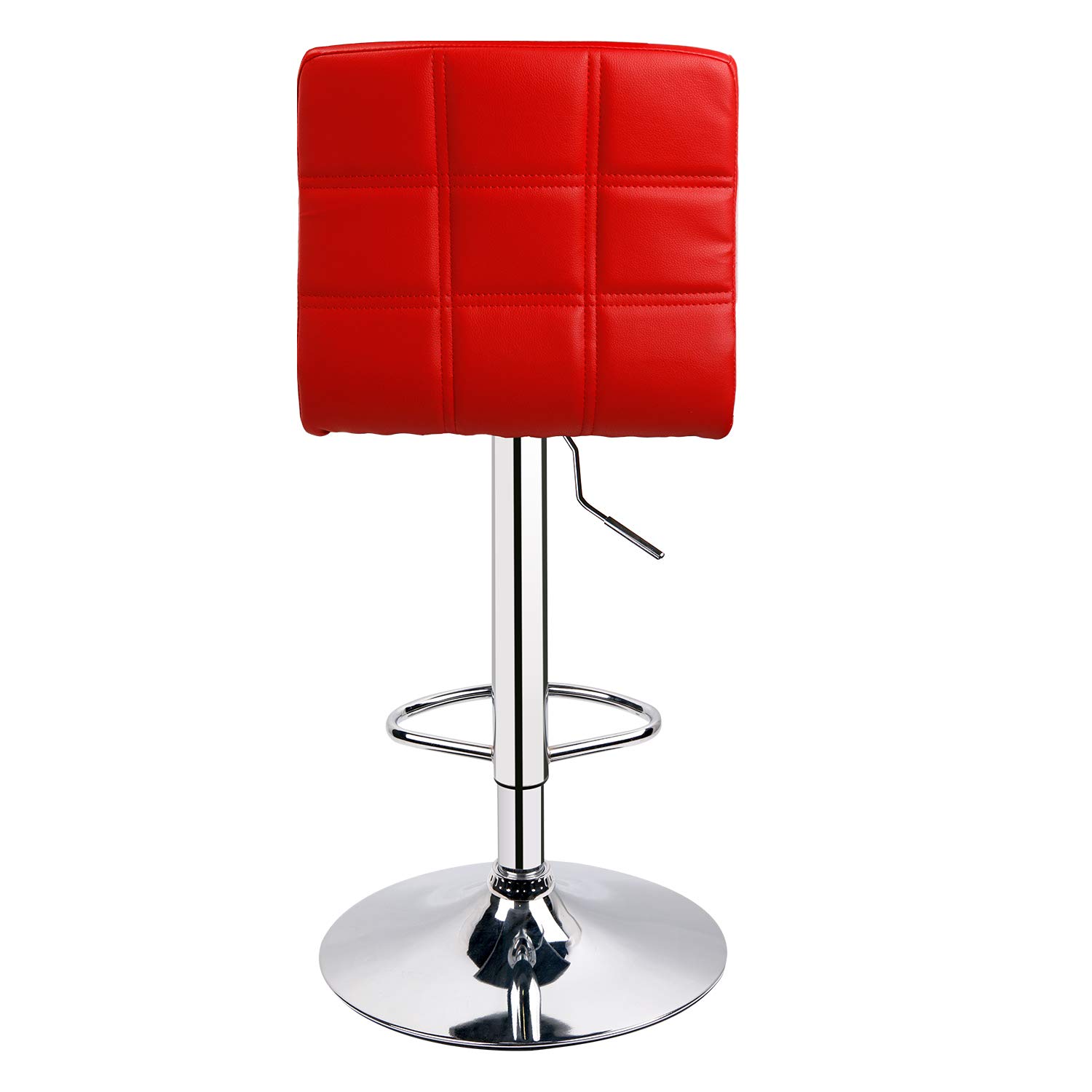 Modern Square Back Bar Stools Set of 2 - Adjustable Height Swivel Bar Chairs with Back Support, Red - Perfect for Kitchen Islands, Home Bars & Breakfast Nooks