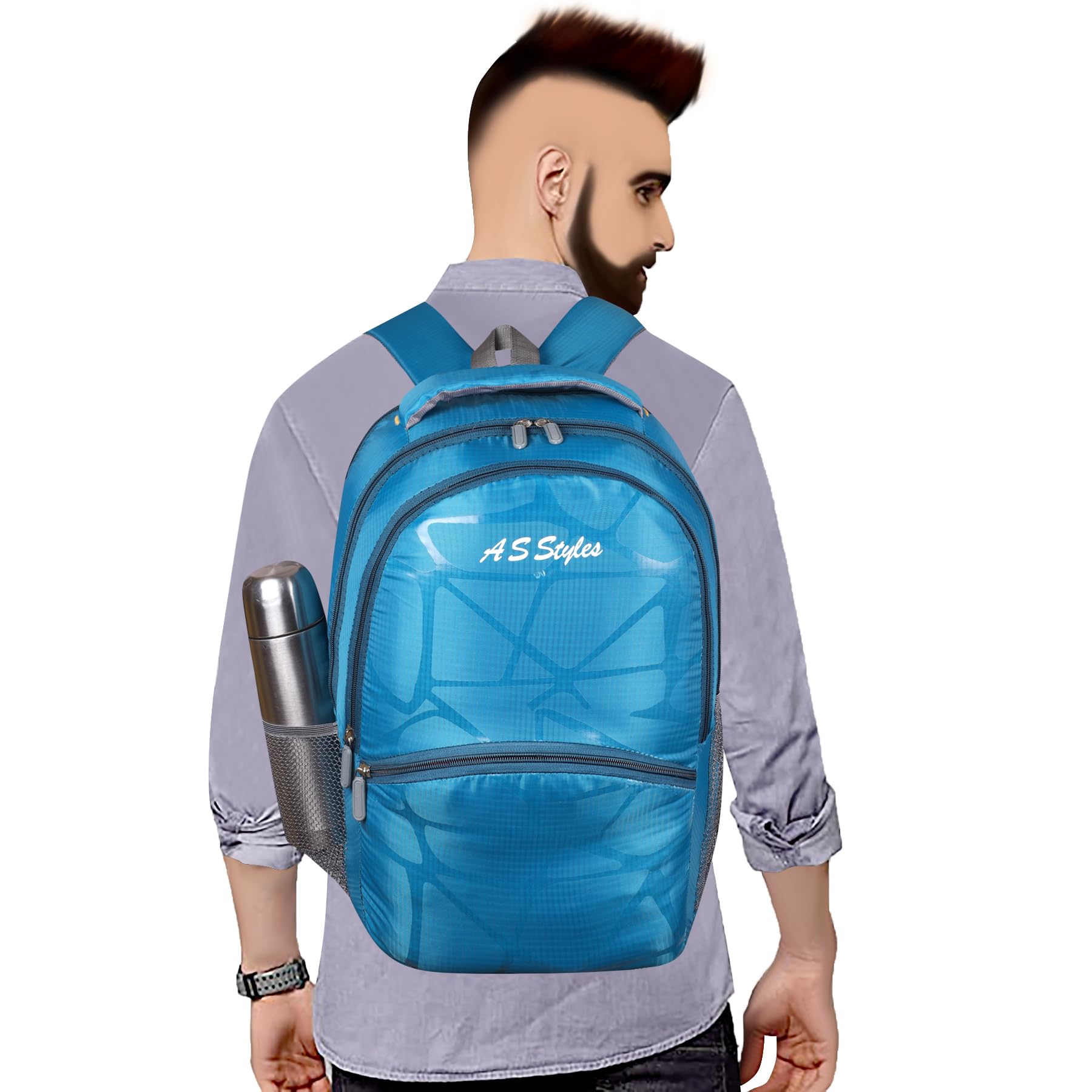 AS STYLES Waterproof Polyester Backpack for Laptop - Lightweight & Durable Travel Bag for Men, Women, Teens - Perfect for School, College, Office & Outdoor Activities
