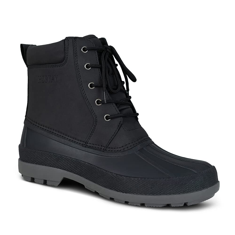Men's Waterproof Leather Snow Boots - Ankle Hiking Boots for Winter Walking