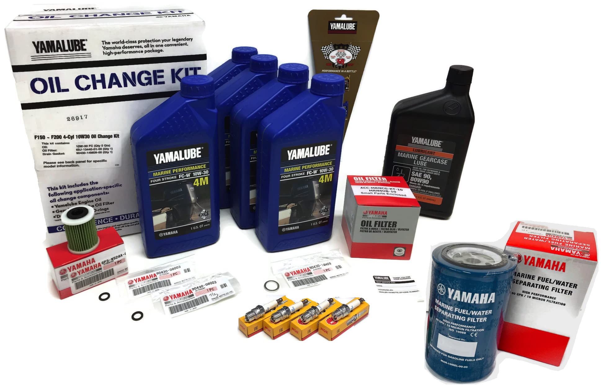 YAMAHA F200 F200XB Inline 4-Cylinder Engine Maintenance Kit (2013+) - Oil Change, Lower Unit Gear Lube, Spark Plugs, Fuel Filter & Water Separator - Perfect for Marine Engine Tune-Ups & Routine Boat Maintenance