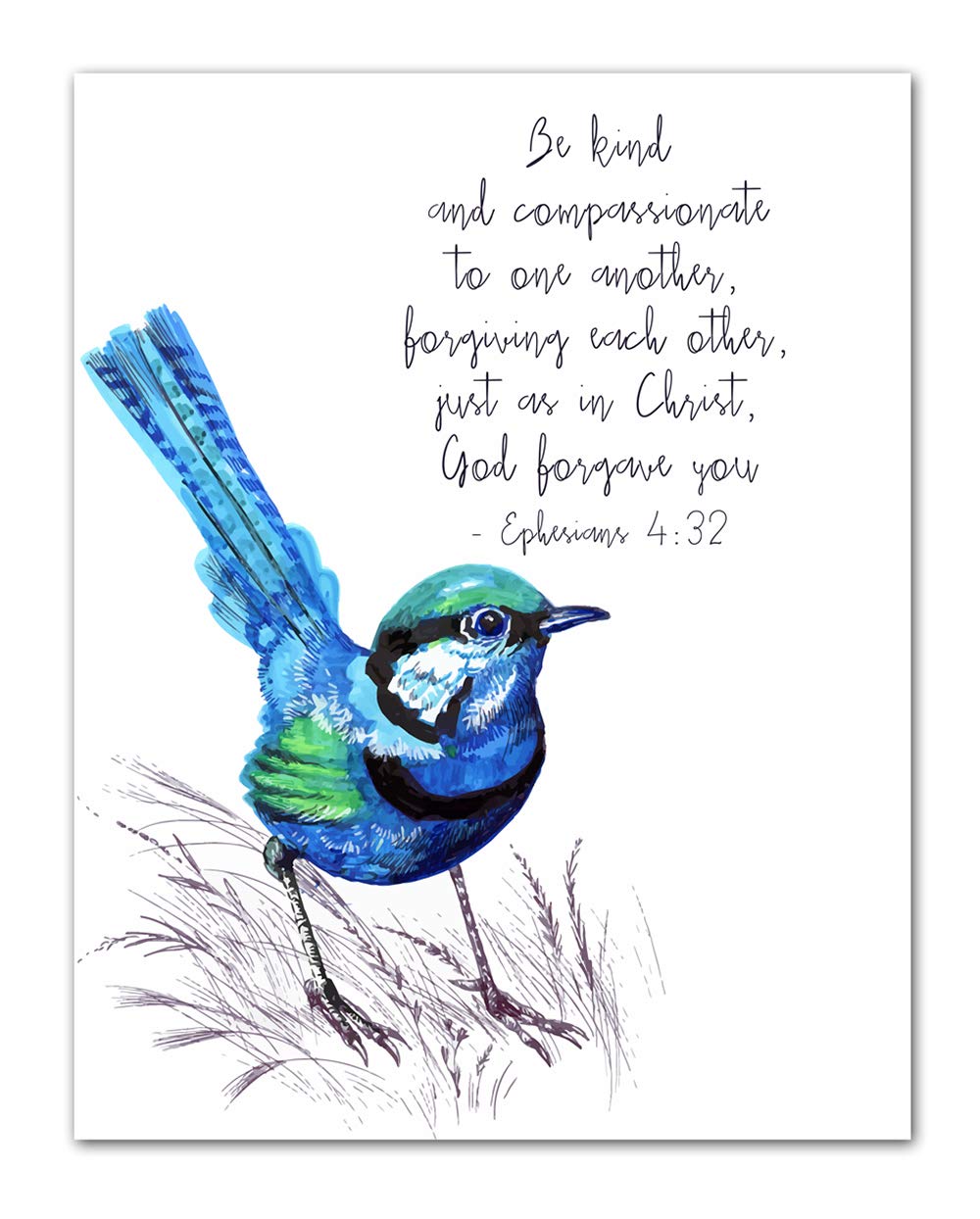 Ephesians 4:32 Bible Verse Wall Print - 11x14 Unframed Inspirational Gift for Home & Office Decor