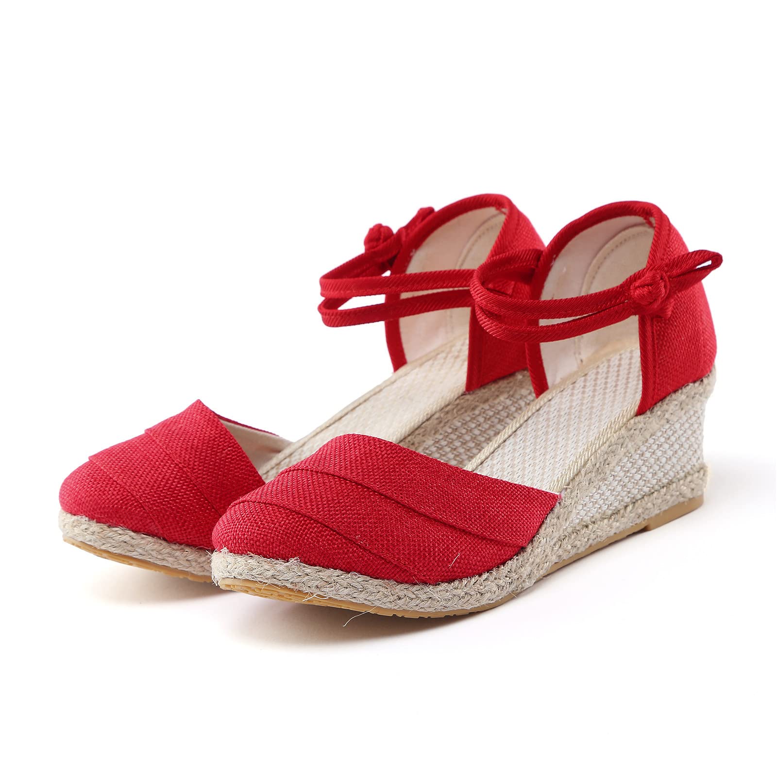 AMDBEL Women's Dressy Platform Sandals - Espadrille Wedge Heels with Ankle Strap | Comfortable Summer Shoes for Beach, Wedding & Casual Outings