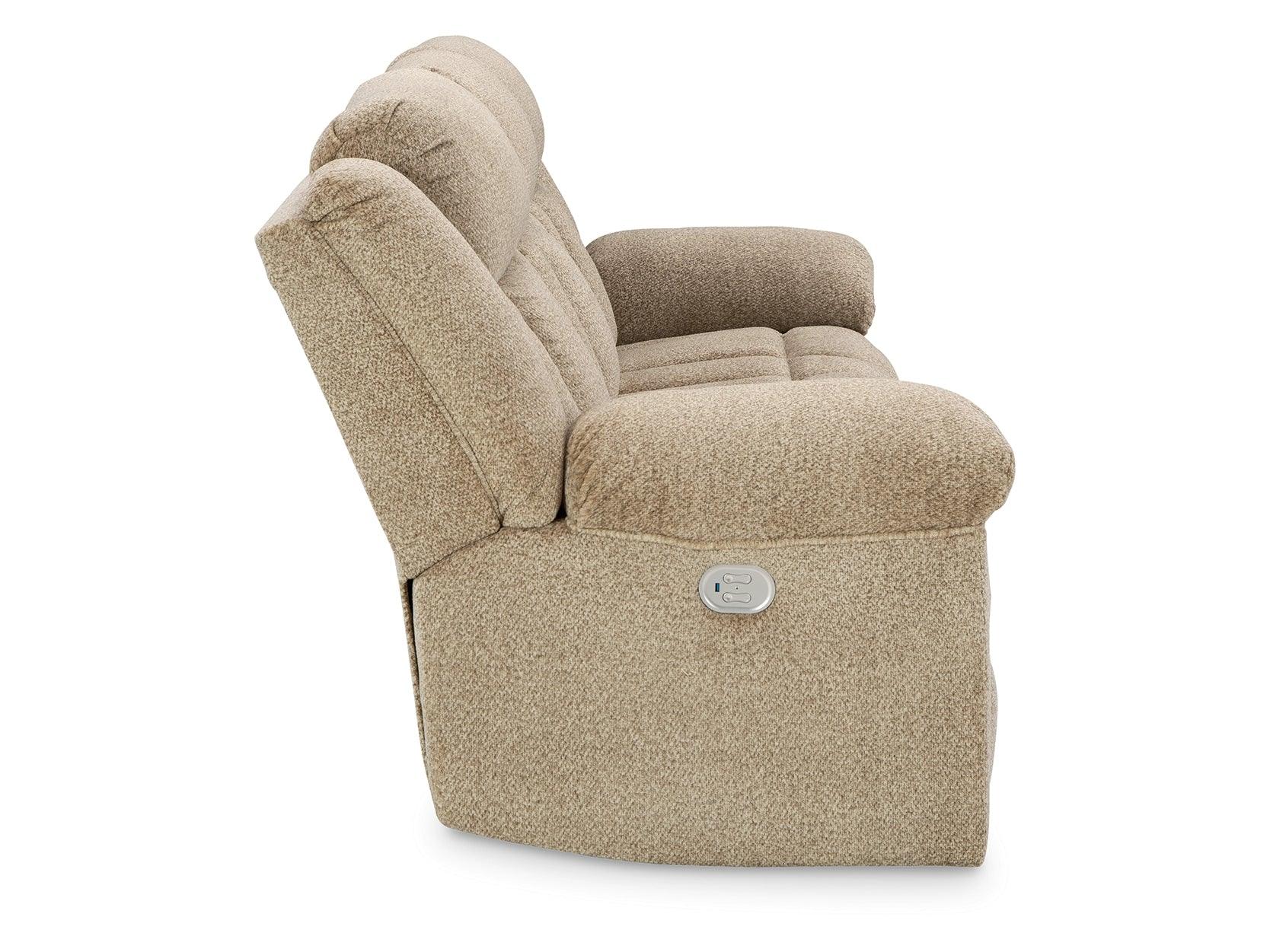 Comfortable Wheat-Colored Tip-Off Reclining Sofa - Modern Living Room Furniture for Relaxation & Entertainment