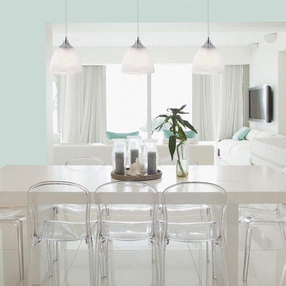 Kiven Modern Remote Control Pendant Light with Juno Track System - Stepless Dimming LED Fixture with Frosted White Glass Shade - Customizable Hanging Light for Restaurant, Bar, Kitchen Island & Dining Room Lighting