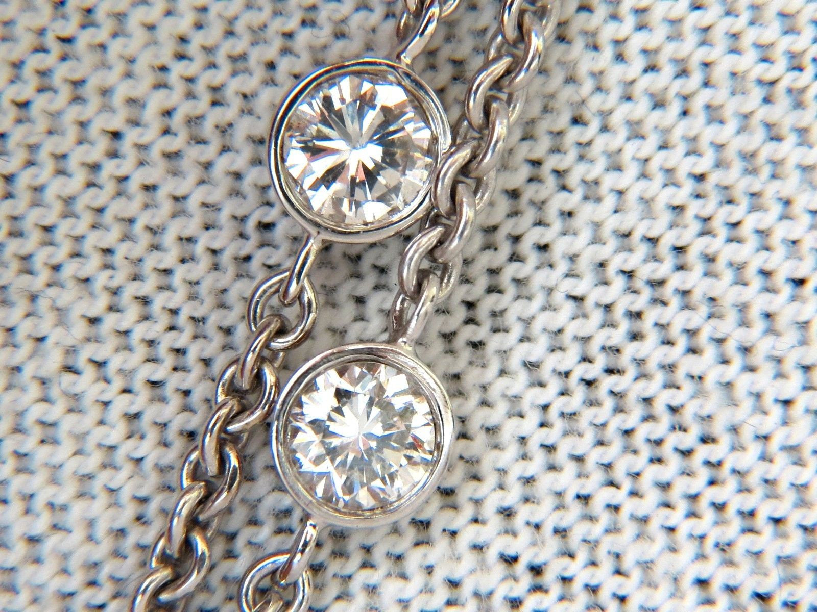 1.50ct Natural Flush Mount (5) Diamond by Yard Necklace in 18KT G/VS - 19 Inch Elegant Chain for Women, Perfect for Weddings, Anniversaries & Special Occasions