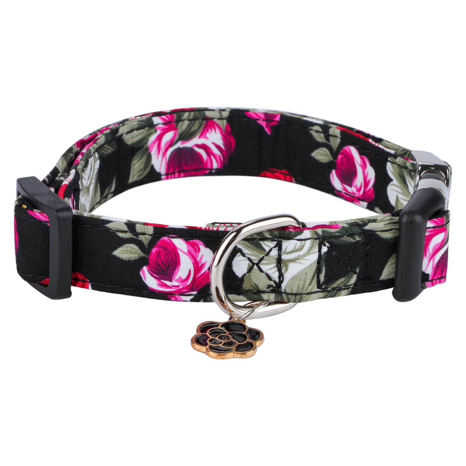 Soft Adjustable Cotton Dog Collar with Quick-Release Buckle - Floral Design for Small, Medium & Large Dogs - Comfortable Pet Collar for Daily Walks, Training & Outdoor Adventures