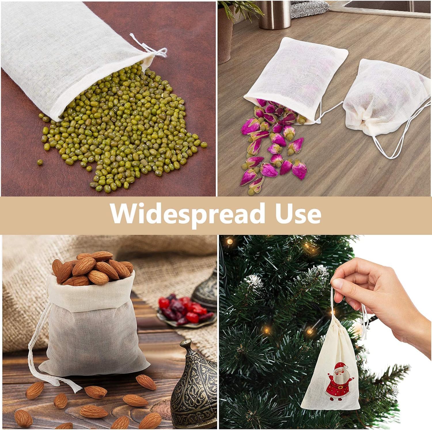 50pcs 10x14cm Cotton Muslin Potli Bags - Eco-Friendly Wedding Favors & Gift Pouches for Jewelry, Cosmetics