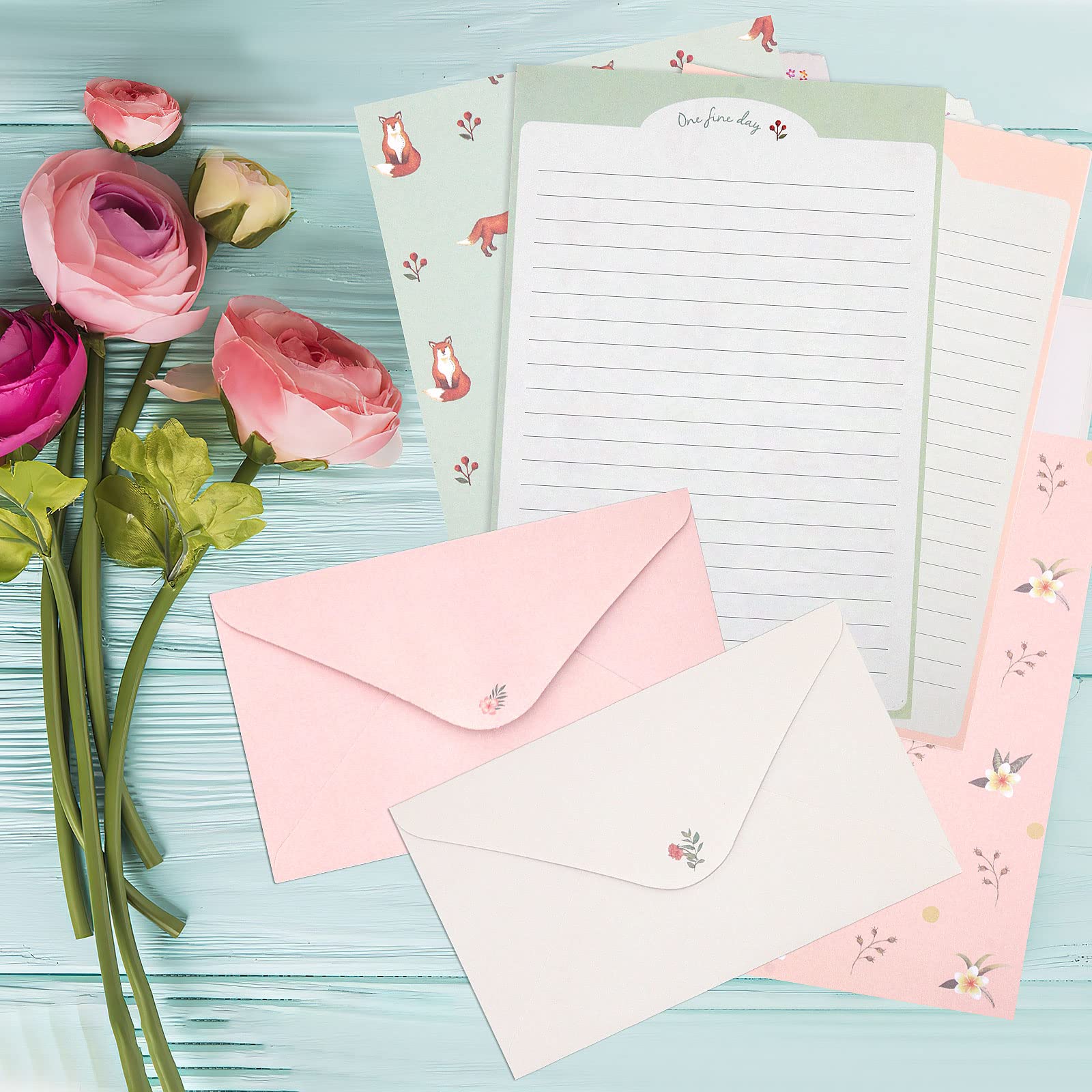 36-Piece Floral Stationery Set with Lined Writing Paper & 18 Matching Envelopes - Elegant Letter Paper for Invitations, Gifts, Holiday Cards, Thank You Notes & Personal Correspondence