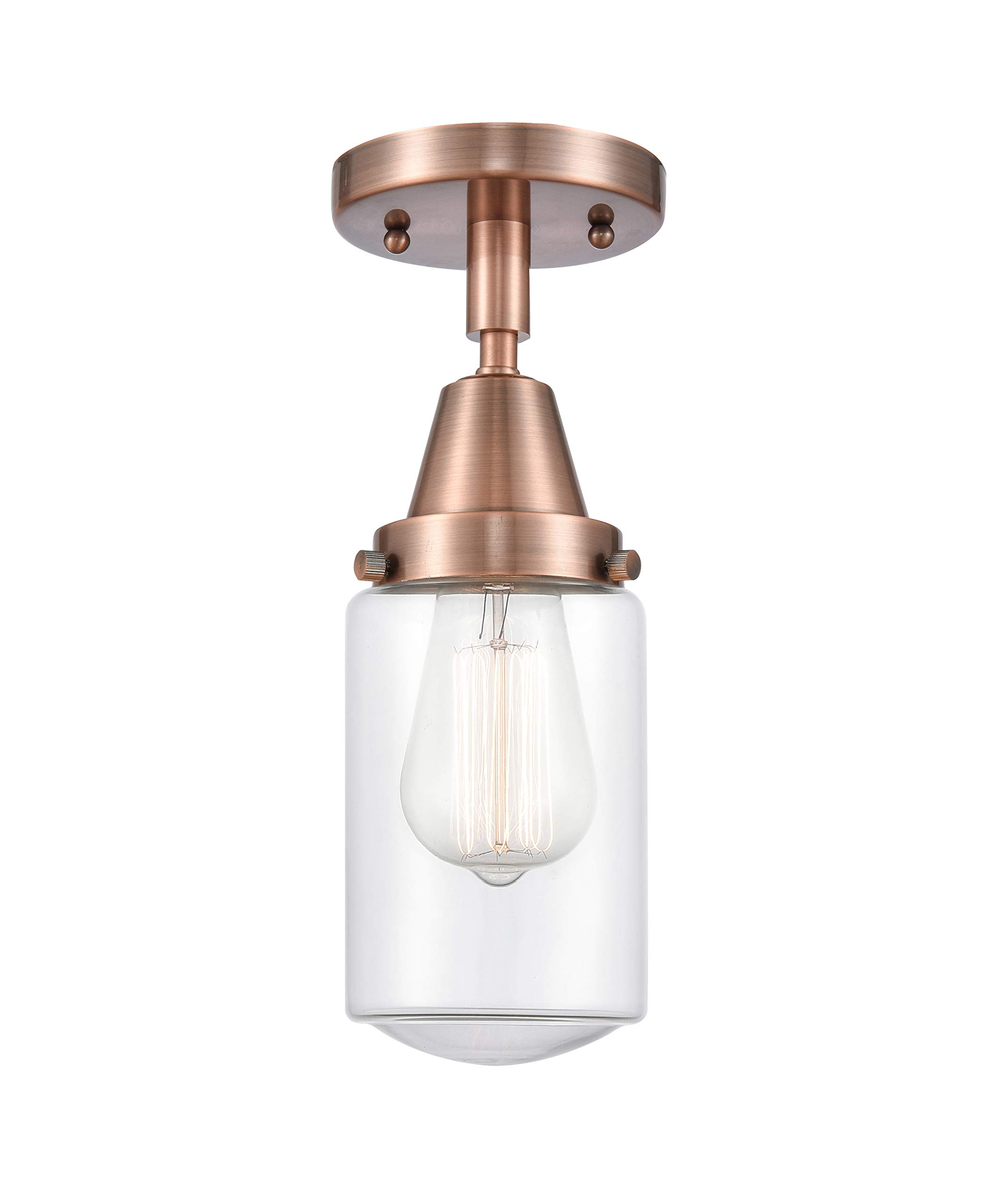 Franklin Restoration Collection Copper Finish Transitional One Light Flush Mount Ceiling Light - Innovations 447-1C-AC-G312 - Perfect for Bedroom, Hallway & Entryway Lighting