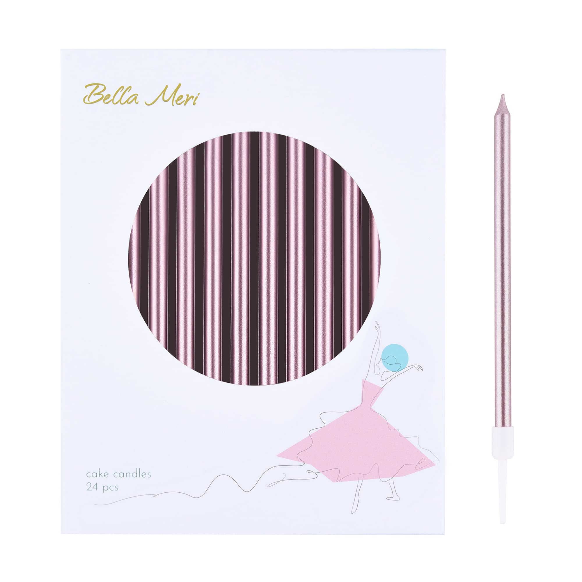 Rose Gold Thin Birthday Candles for Cakes & Weddings