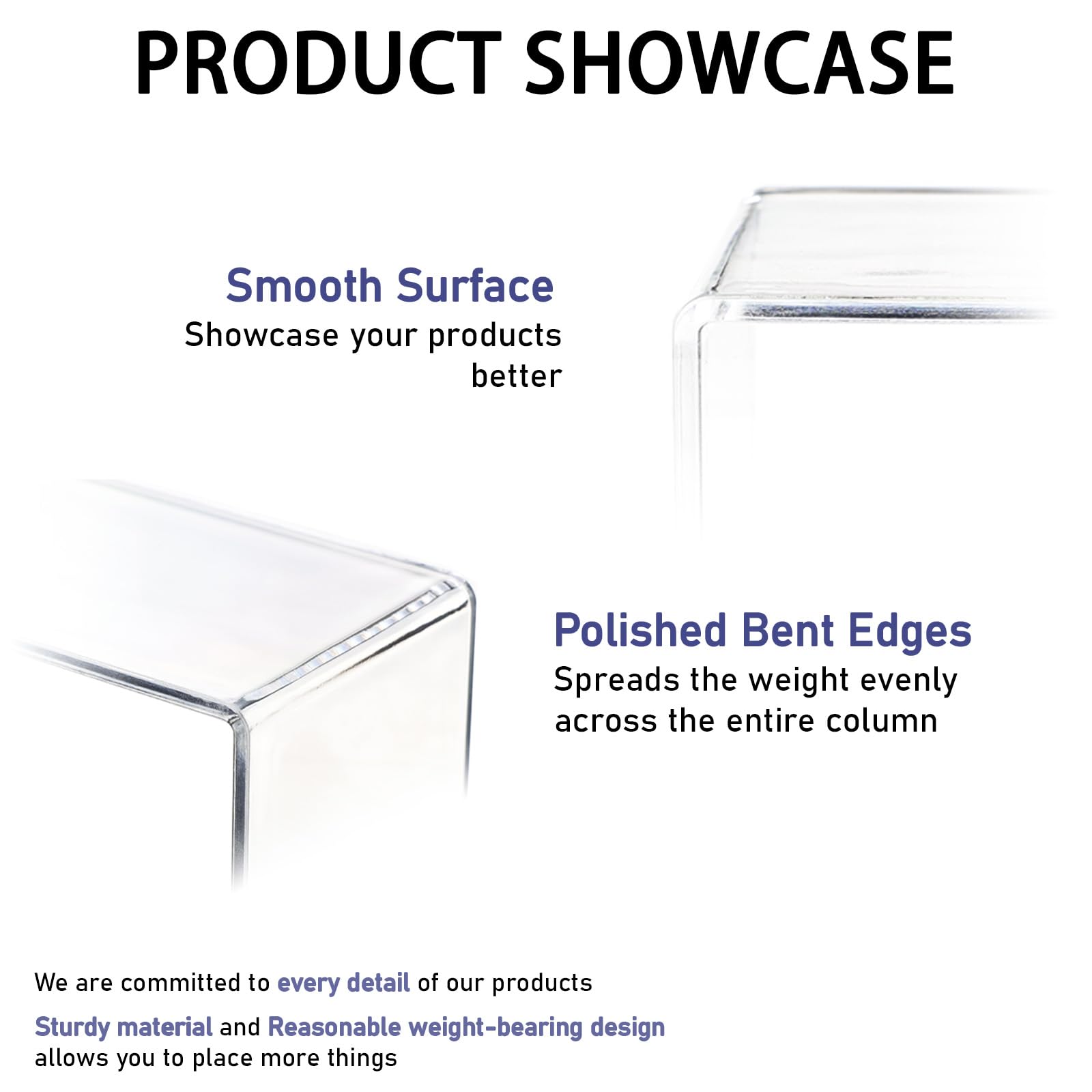 6Pcs Acrylic Display Risers - 4mm Thick Rectangular Tiered Table Shelves Stand for Vendor Events, Funko Pop Figures, Lego Display, Cupcakes & Perfume - Perfect for Retail Displays, Trade Shows & Home Decor